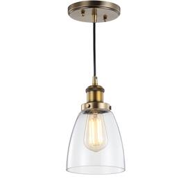 Jonathan Y - Cleo 5.5" Adjustable Metal/Glass LED Pendant - Brass Gold