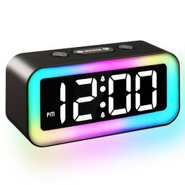 Dazzed Corner - Colorful Nightlight LED Digital Alarm Clock, Super Loud Dual Alarm - Black