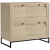 Front. Vinsetto - 2 Rattan Drawer File Cabinet with Lock, Lateral Filing Cabinet with Adjustable Hanging Bar for Letter.