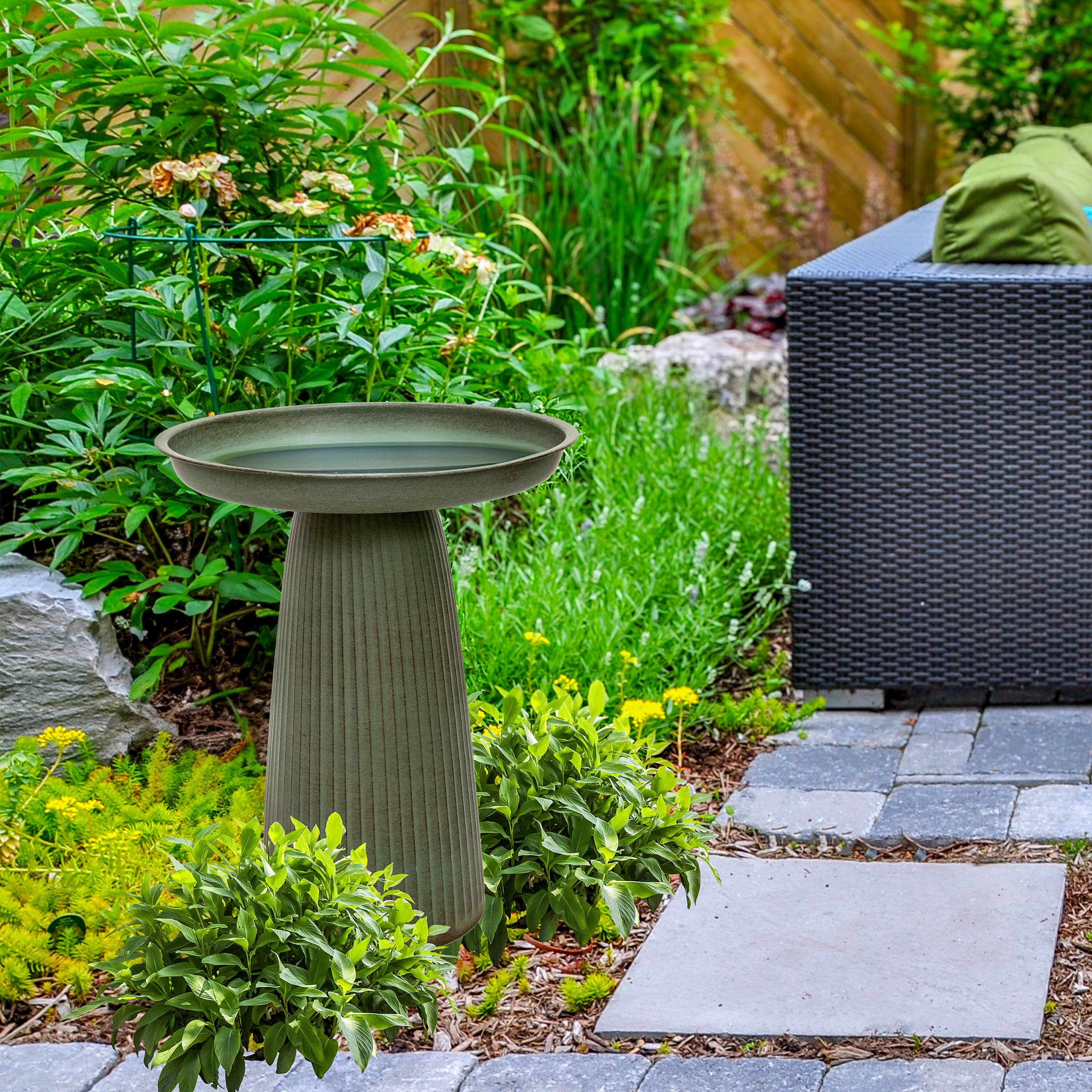 Alt View 7. Sunnydaze - Gleeful Garden Metal Outdoor Bird Bath - Green.