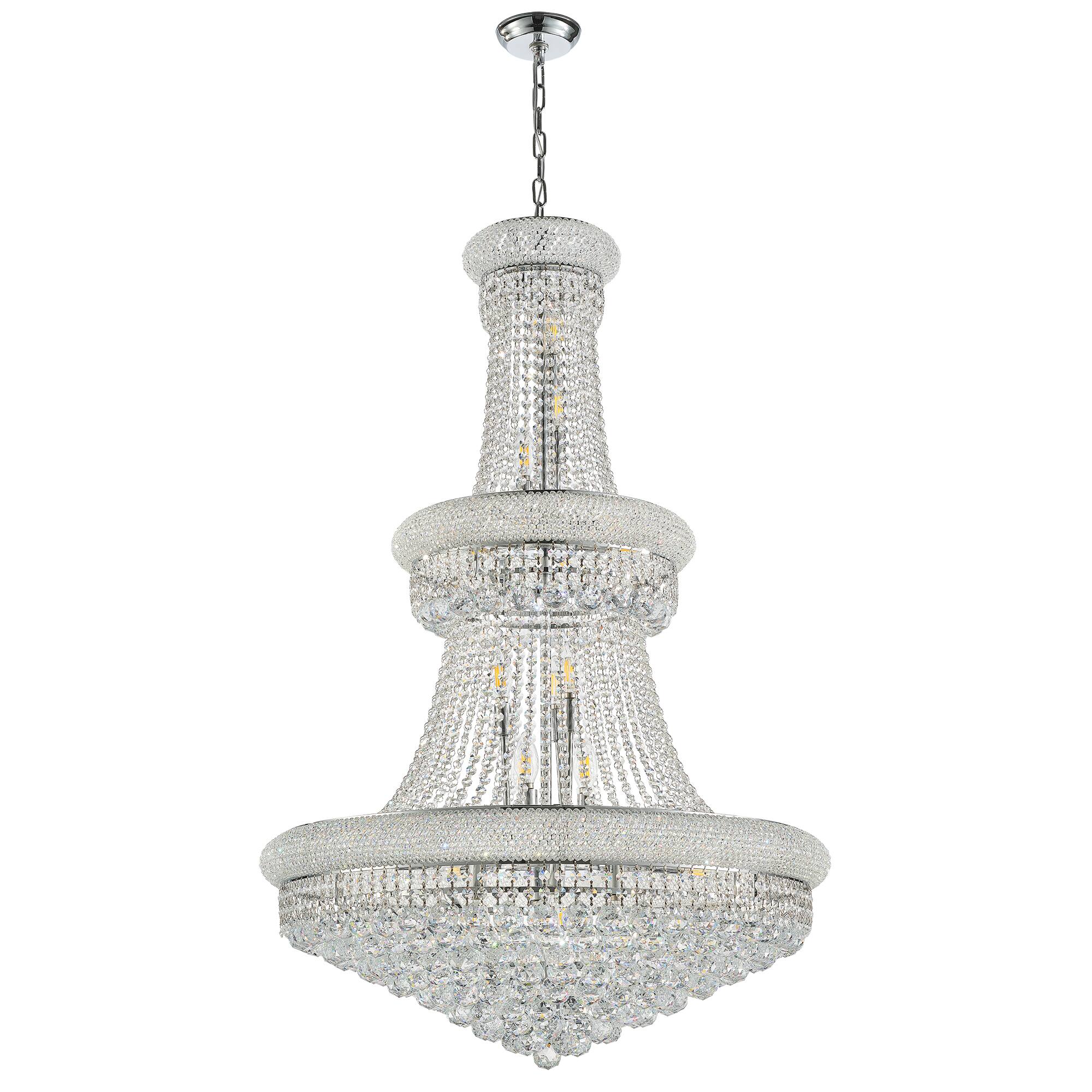 Alt View 3. Boyel Living - 32 Inch Silver Crystal Chandelier 27 Light French Empire Ceiling Light with LED Bulbs Adjustable 59 Inch Chain.