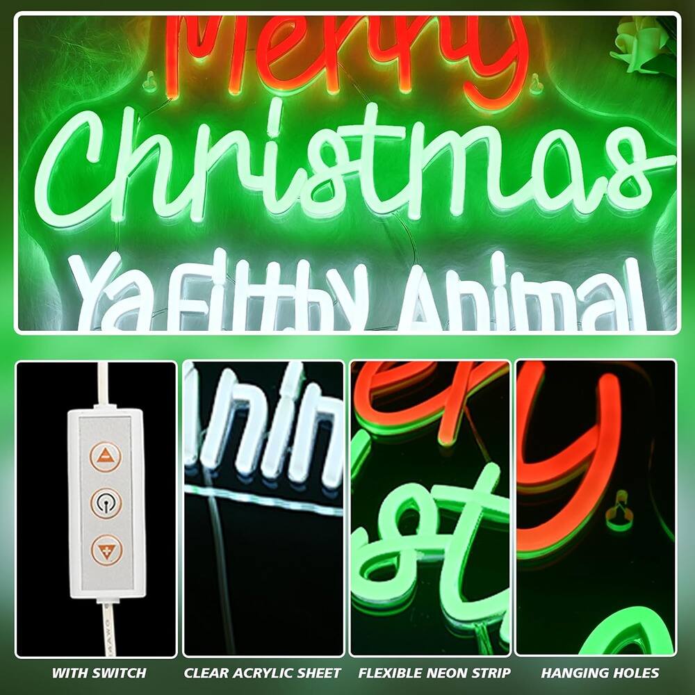 Merry Christmas Ya Fihthy Animal

WITH SWITCH CLEAR ACRYLIC SHEET FLEXIBLE NEON STRIP HANGING HOLES
