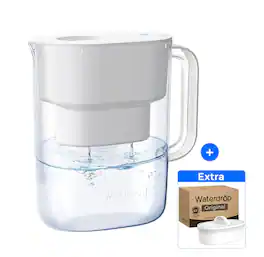 Waterdrop - PT-07W Water Filter Pitcher, 10-Cup, NSF Certified, with 1+1 Filters - White