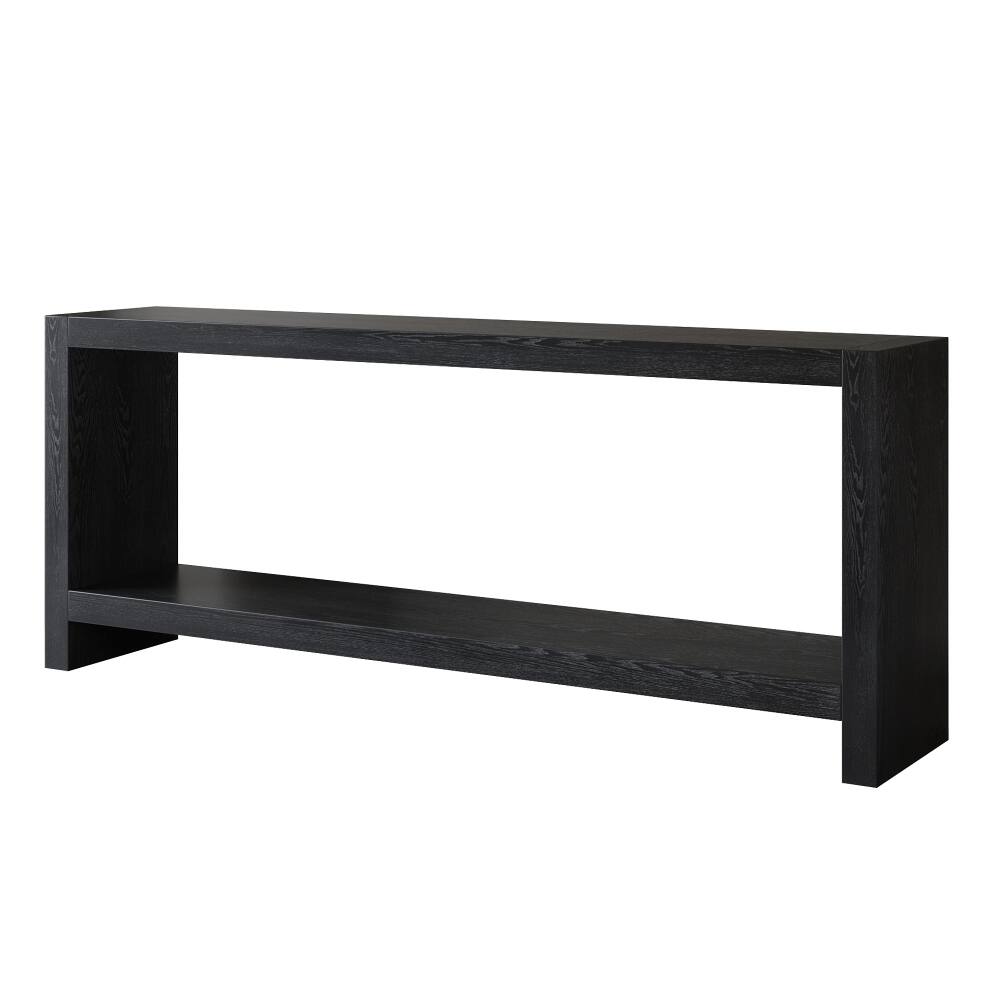 Alt View 7. Loheer - Loheer 63 inch farmhouse console table, 2 tier rustic entryway table with wood veneer, black - Black.