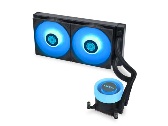 Front. Lian Li - Lian Li Galahad II Lite 240mm AIO CPU Cooler, RGB Fans, ARGB Pump, Low Noise, Switchable Lid (GA2L24RB) - RGB.