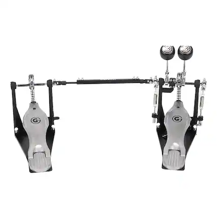 Front. Gibraltar Hardware - 6000 Series Double Chain Drive Double Bass Drum Pedal, with G Style Fast Touch Footboards, Dual Surface Beaters.