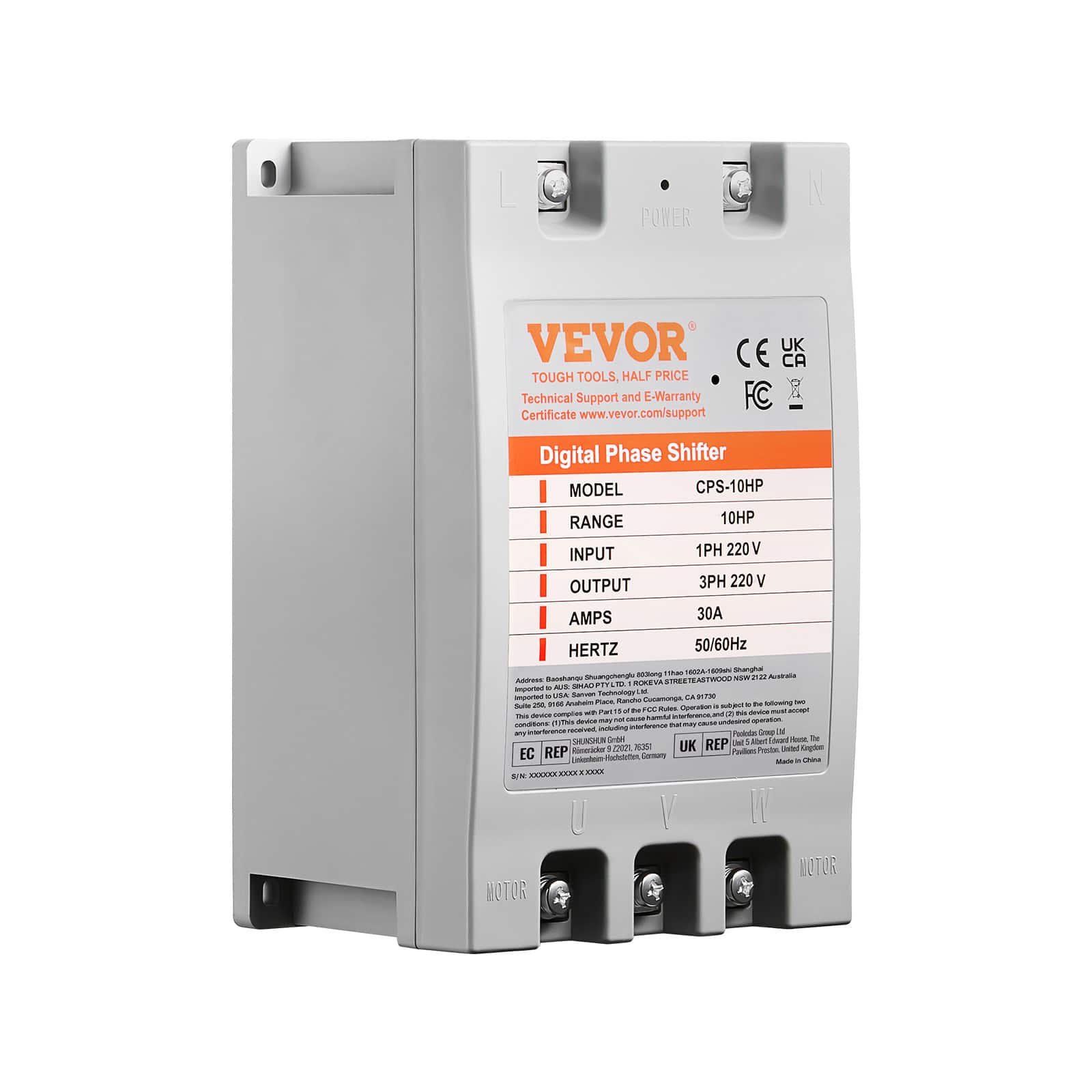 VEVOR - 3 Phase Converter - 10HP 30A 220V Single Phase to 3 Phase Converter, Digital Phase Shifter for Residential - Gray price history on PriceWatchPro
