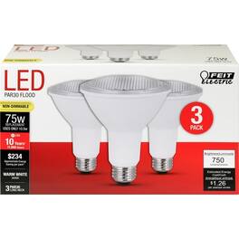 FEIT ELECTRIC - PAR30 E26 (Medium) LED Bulb Warm White 75 Watt Equivalence 3 pk