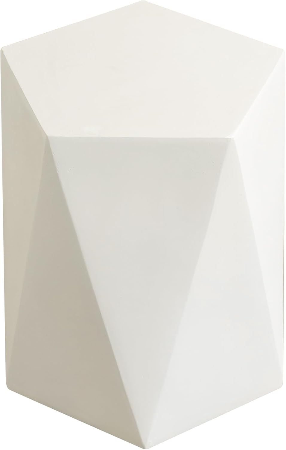 Alt View 4. LeisureMod - Nexovo Geometric Side Table, Multi-Faceted Fiberstone Modern Indoor/Outdoor Accent Table - No Assembly - White.