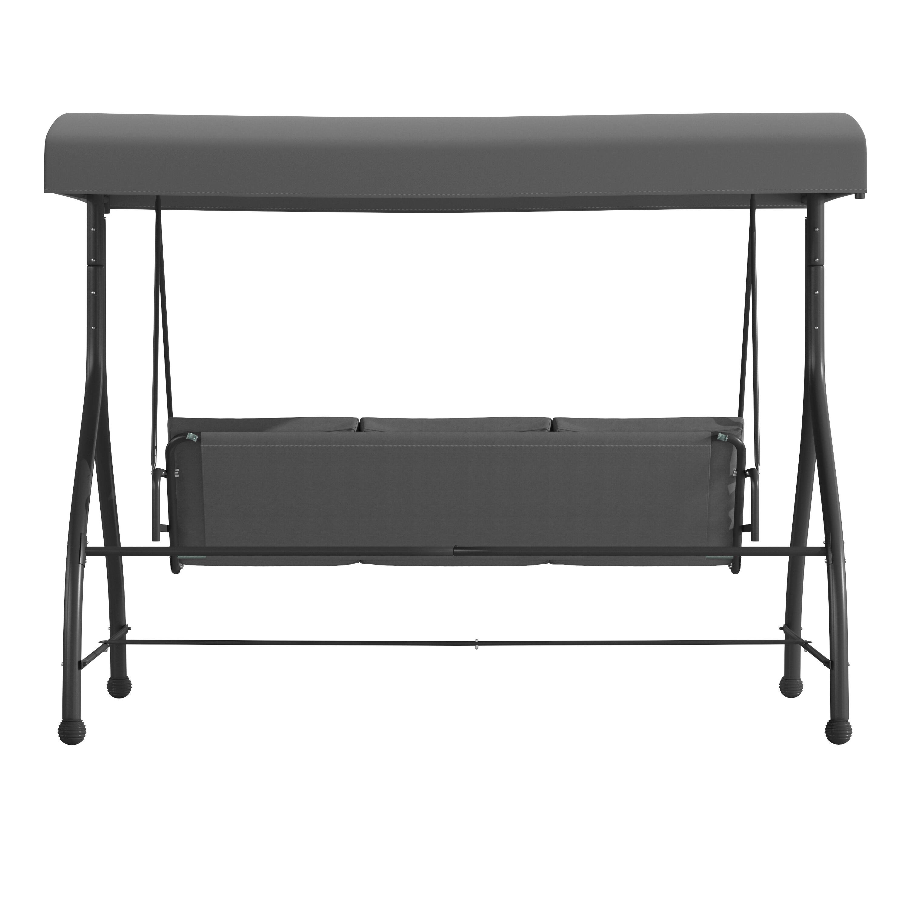 Alt View 7. Emma + Oliver - 3-Seat Outdoor Steel Converting Patio Swing and Bed Canopy Hammock - Gray.