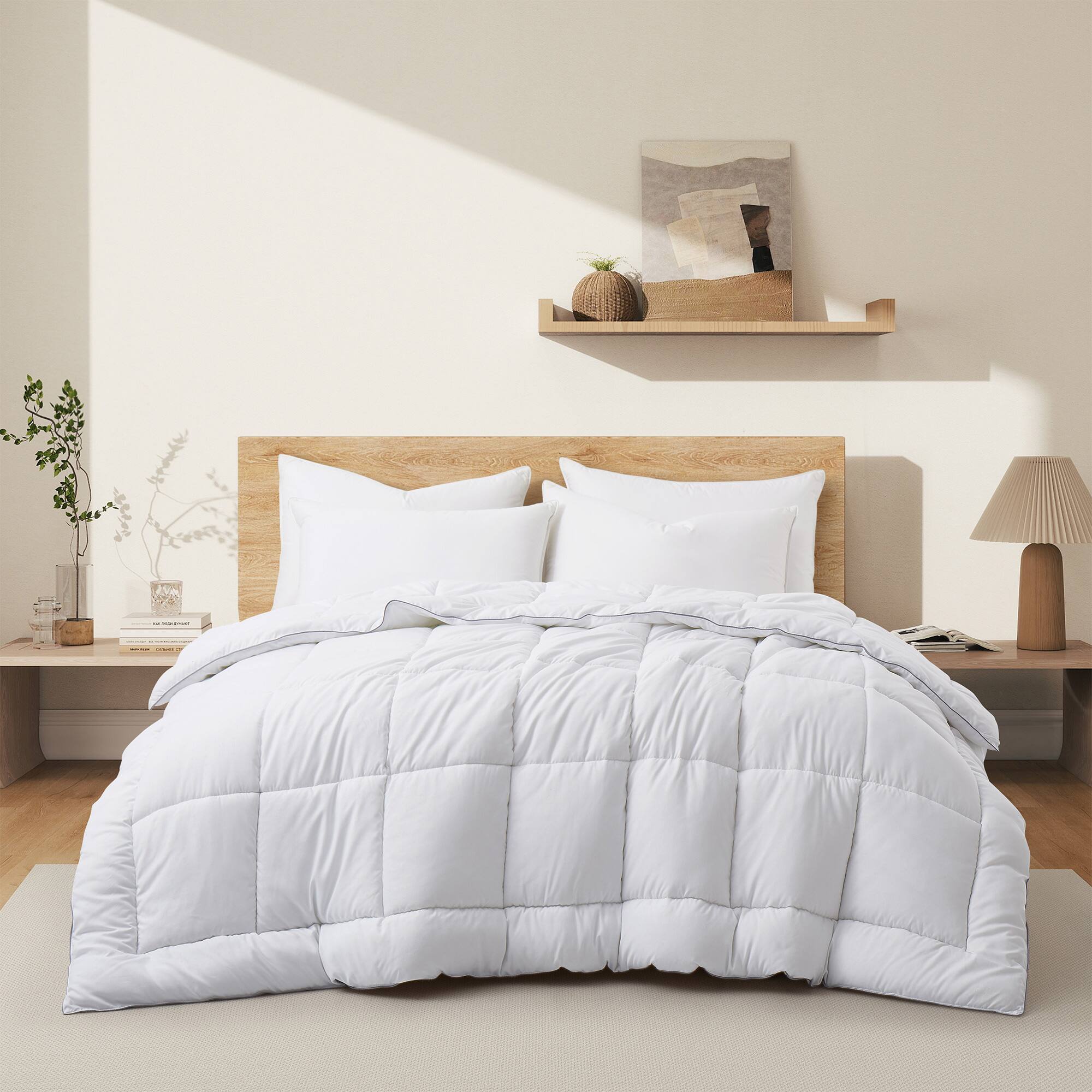 Front. Peace Nest - Peace Nest All-Season Fluffy Down Alternative Comforter Embossed Duvet Insert with Corner Tabs - White.