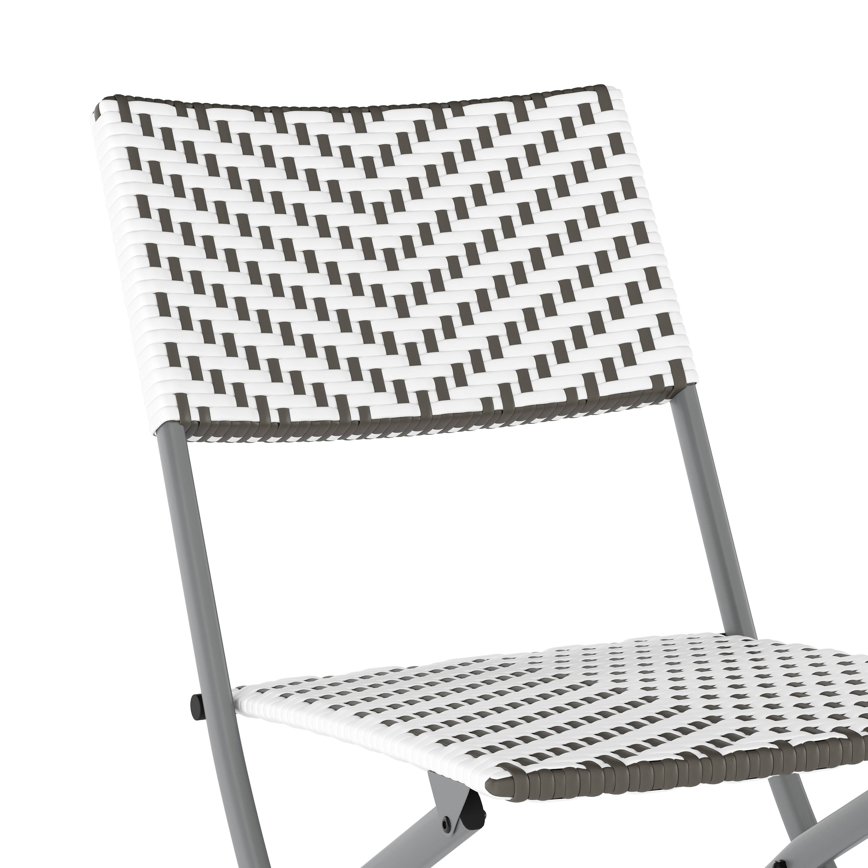 Alt View 10. Emma + Oliver - Ciel Three Piece Folding Bistro Set in PE Rattan with Metal Frames for Indoor and Outdoor Use - Gray & White.