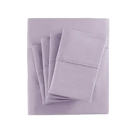 Front. Gracie Mills - Gracie Mills Elodie 800 Thread Count Sateen Sheet Set - Purple.