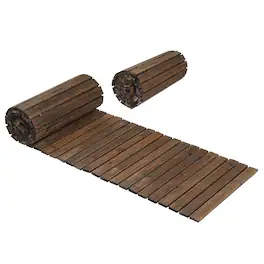 Costway - 2 PCS Wooden Garden Pathway with Non-Slip Surface, Fir Wood Decorative Boardwalk - Brown