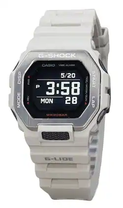 Casio - G-Shock G-Lide Quartz GBX-100-8 Digital Smartphone Link Grey Resin Strap Men's Watch 200M - Silver/Black