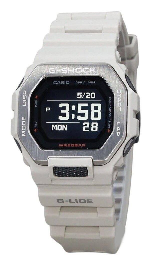 G-SHOCK  
CASIO  
VIBE ALARM  
5/20  
TIDE/MOON/SUN  
3:58  
MON 28  
WR20BAR  
G-LIDE  
DISP  
MODE  
FWD  
REV  
START  
LAP