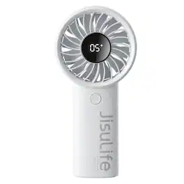 Jisulife - Handheld Fan Life4 - 5-Speed, 3600mAh Battery, LED Display, Rechargeable Personal Fan for Travel, Concerts, Makeup - Gray