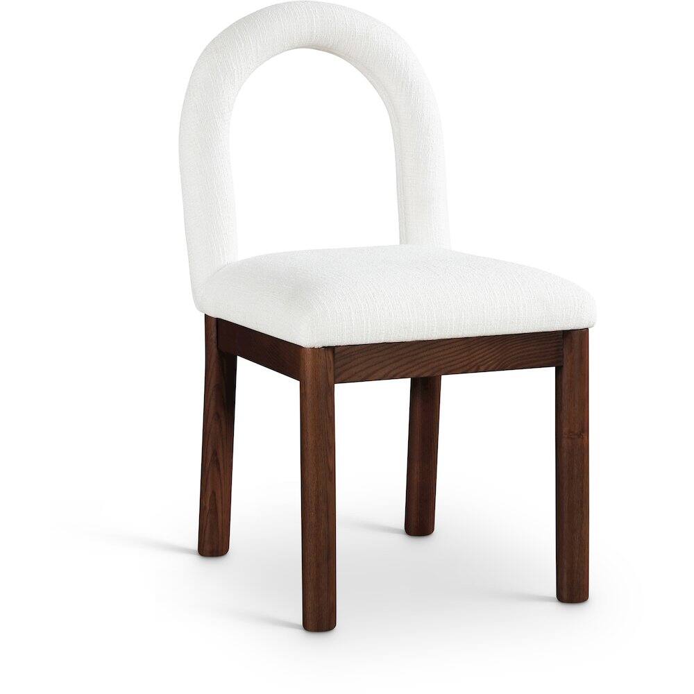Front. Meridian Furniture - Conrad Cream Linen Textured Fabric Dining Chair - Beige.