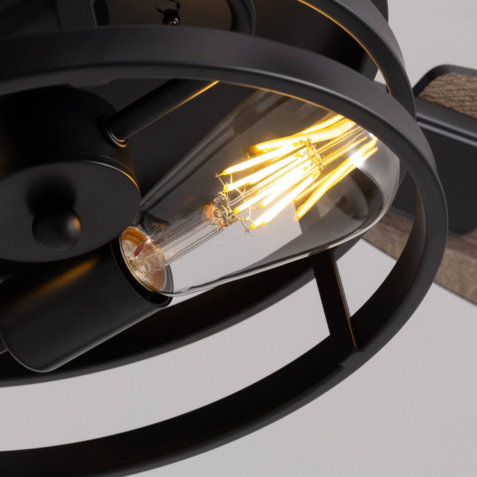 Alt View 4. Siljoy - 52 Inch Farmhouse Flush Mount Ceiling Fan with Lights Dual Blades Remote Included 5 Blades for Patio Bedroom Living Room - Black.