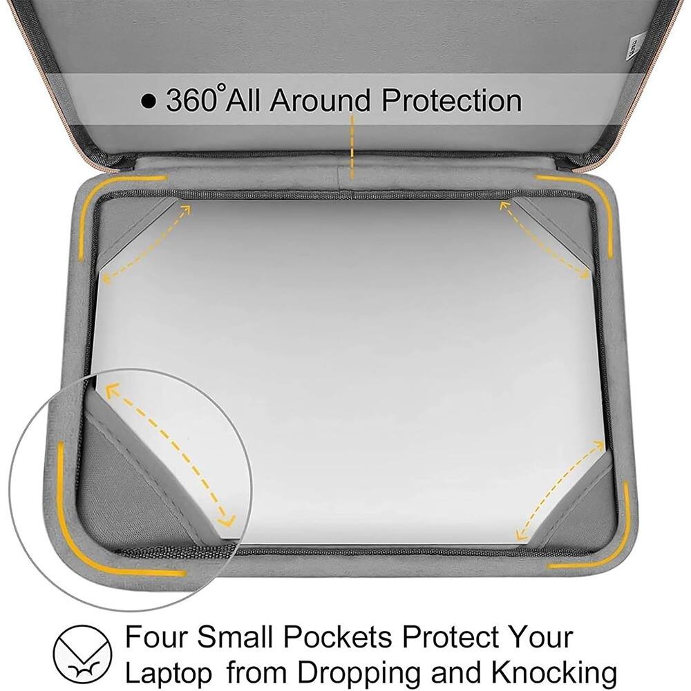 360° All Around Protection

Four Small Pockets Protect Your Laptop from Dropping and Knocking