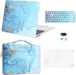 mosiso - 5-in-1 MacBook Air 13 Case and Sleeve Kit A2337/A2179/A1932 - Turquoise Marble