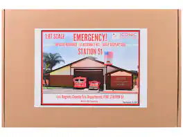 Fire Station 51 LACoFD Diorama EZ Assembly Kit "Emergency!" (1972-1977) TV Series 1/87 (HO) Model by Iconic Replicas