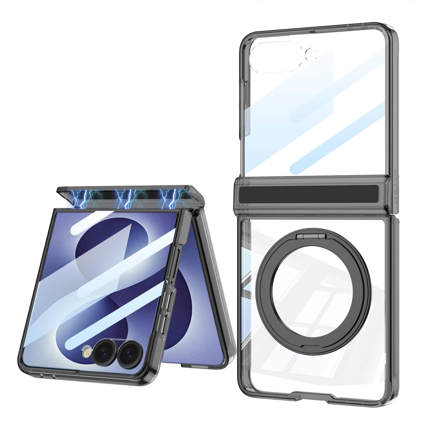 Dteck - for Samsung Galaxy Z Flip8 Magnetic Clear Case,Bulit in Screen Protector,Shockproof Hinge Protection Cover with Stand - Black price history on PriceWatchPro