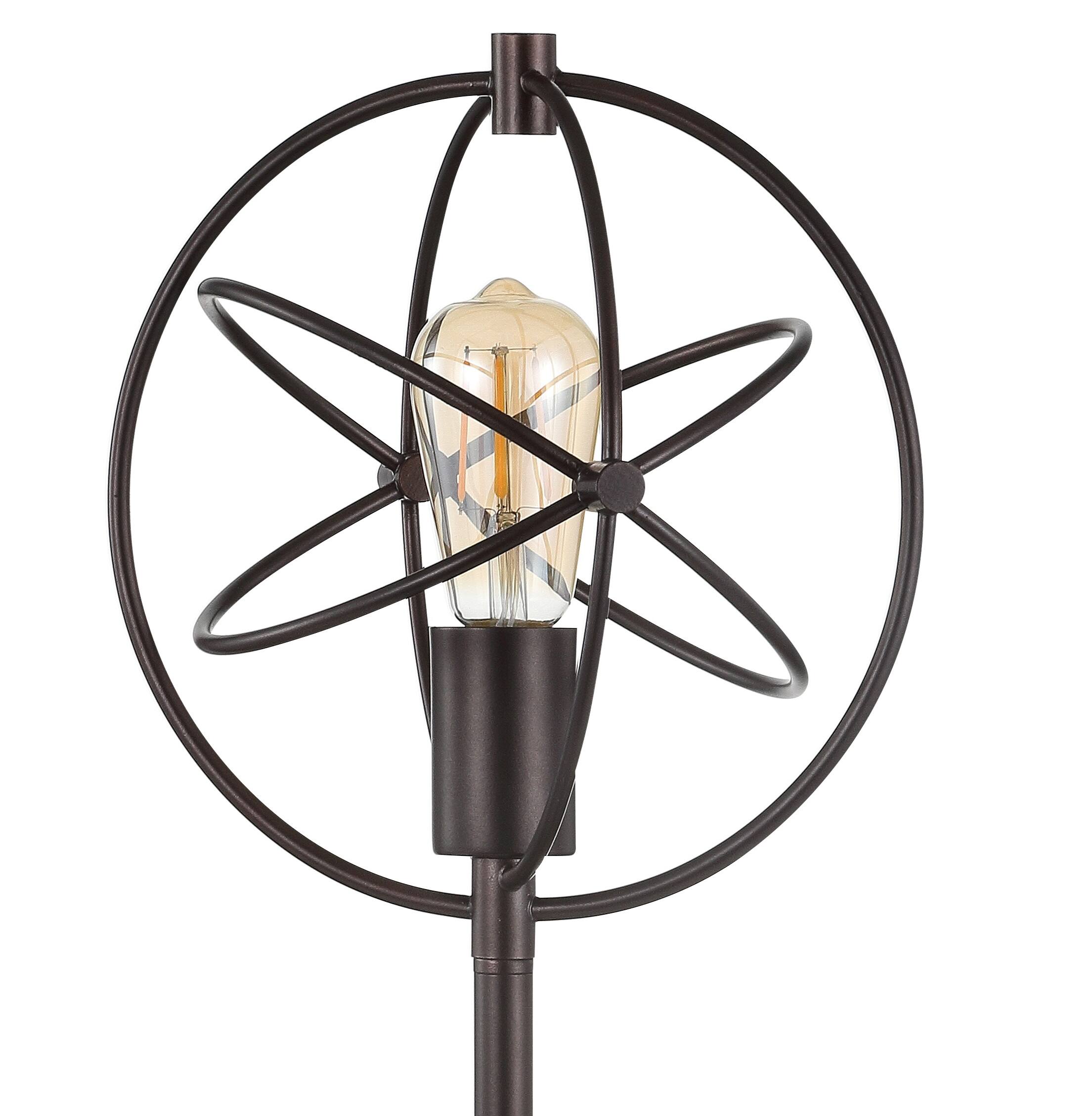 Alt View 4. Jonathan Y - Atomic Caged 26.5" Edison Bulb Metal/Marble Modern LED Table Lamp, Oil Rubbed Bronze - Oil Rubbed Bronze/White.