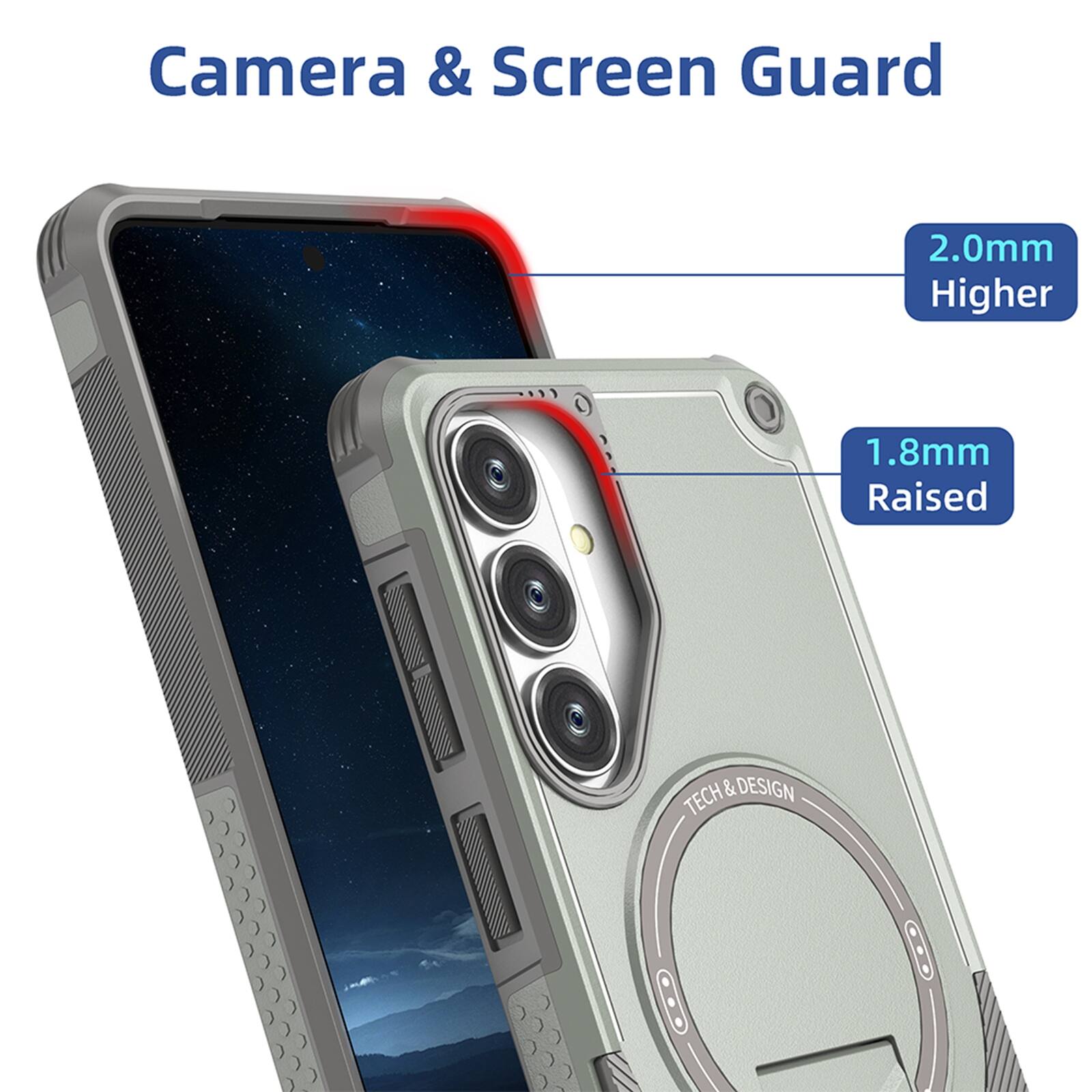 Camera & Screen Guard

2.0mm Higher

1.8mm Raised

TECH & DESIGN