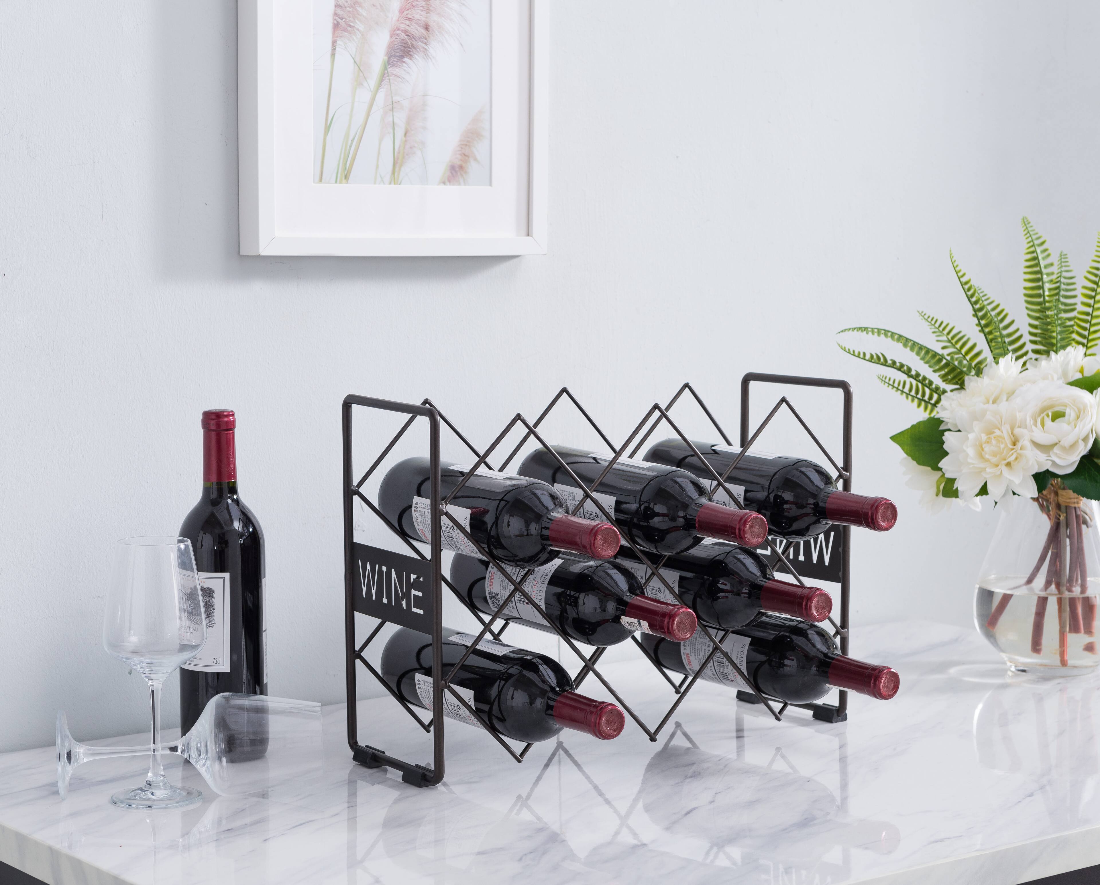 Front. Kings Brand Furniture - Kings Brand Furniture Countertop Tabletop Wine Rack, Wine Bottle Storage Holder Stand for Home Kitchen & Bar - Black.