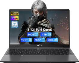 NIMO - 15.6" IPS FHD-Laptop Intel 6 Cores i3-1215U 16GB RAM 1TB SSD 4.4GHz - Gray