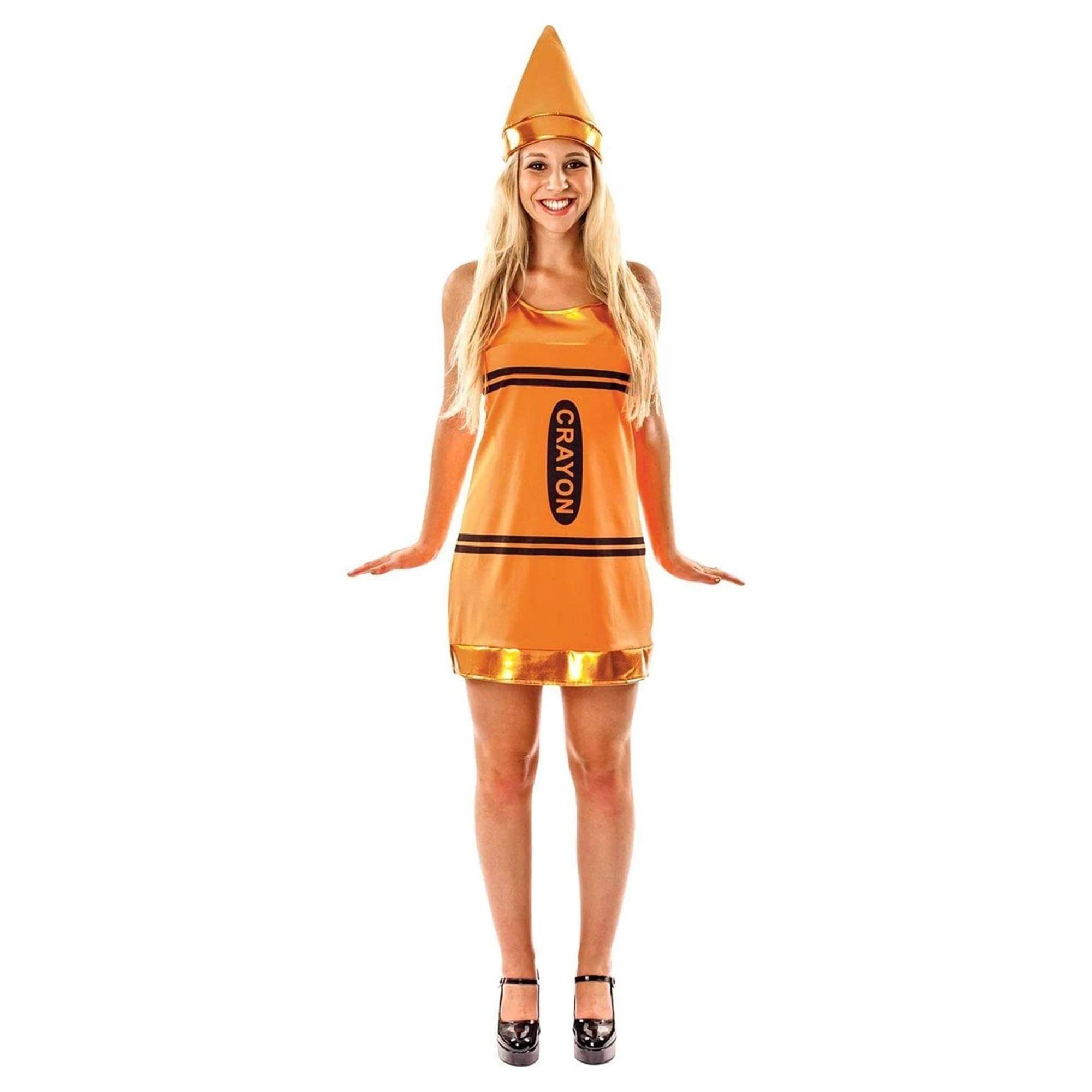 Front. Orion Costumes - Women's Orange Crayon Fancy Dress Costume  MED - Orange.