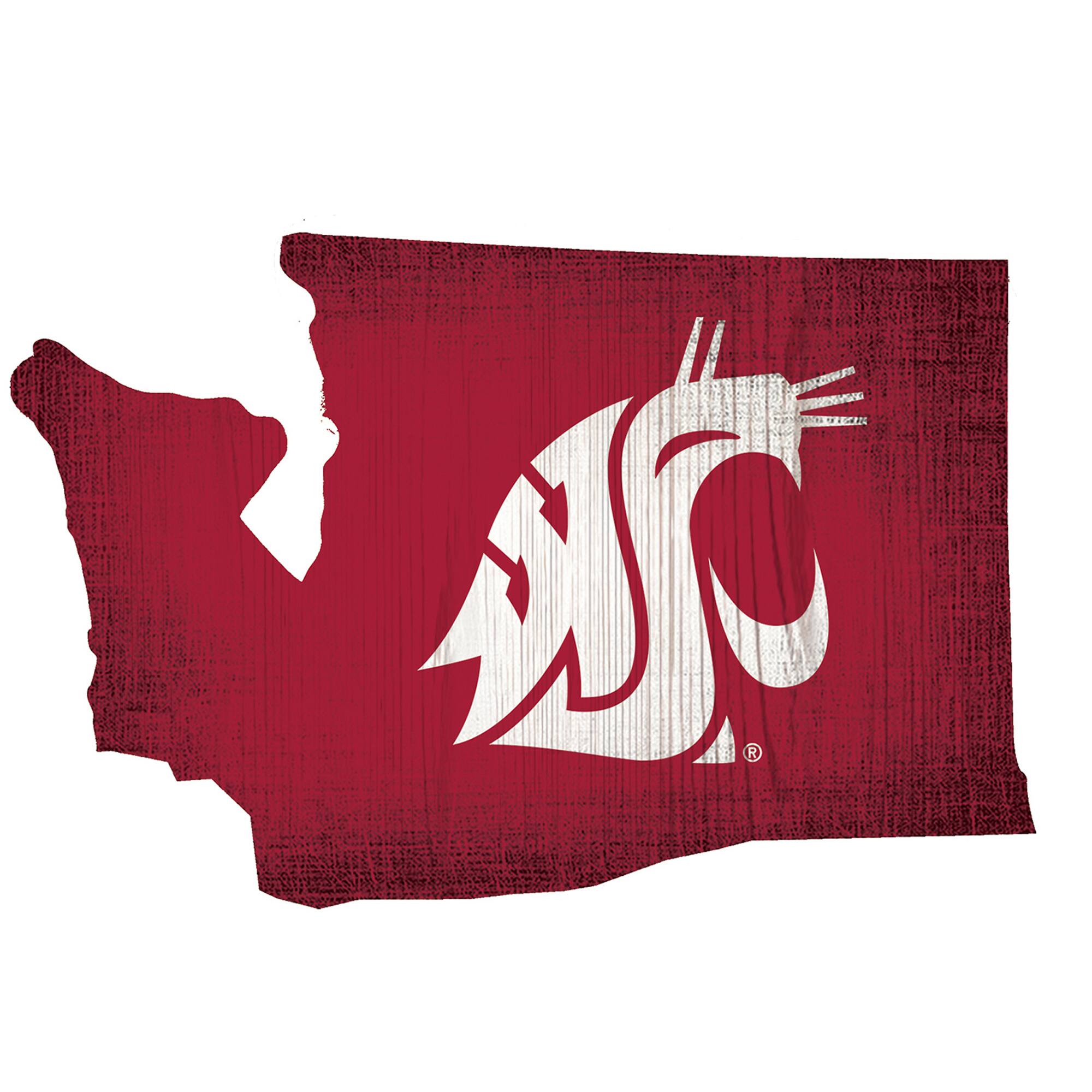 Washington State Cougars 12" Logo State Sign