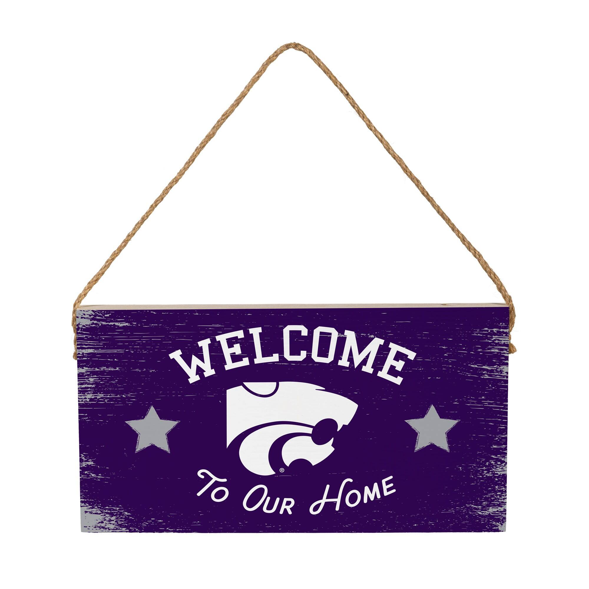 Kansas State Wildcats 6" x 11" Welcome Home Wood Wall Sign with Rope Hanger