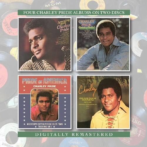 Sure, here is the corrected and grouped text from the image:

---

**MGM**

**FOUR CHARLEY PRIDE ALBUMS ON TWO DISCS**

**Amazing Love**  
**Charley Pride**

**Charley Pride**  
**Country Tool**

**Charley Pride**  
**Country Tool**  
**Var C n88 8688**

**Charley Pride**  
**Charley HORE**  
**PECLM Y Lie Youl**  
**MISSISSIPPI COTTON PICKIN' TOWN**  
**AM I NG DIGITALLY REMASTERED**

**DIGITALLY REMASTERED**

---