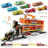 Joyfy - Toy Truck for Kids, Racing Car with Lights Sounds, Foldable Track Carrier Truck Toy, Birthday Gift for Boys Girls 2 3 4