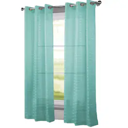 RT Designers Collection - Wanda Box Voile Light Filtering One Grommet Curtain Panel 54" x 90" - Aqua