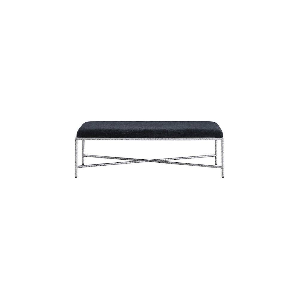 Alt View 2. Meridian Furniture - Valley Black Chenille Fabric Bench - Black.