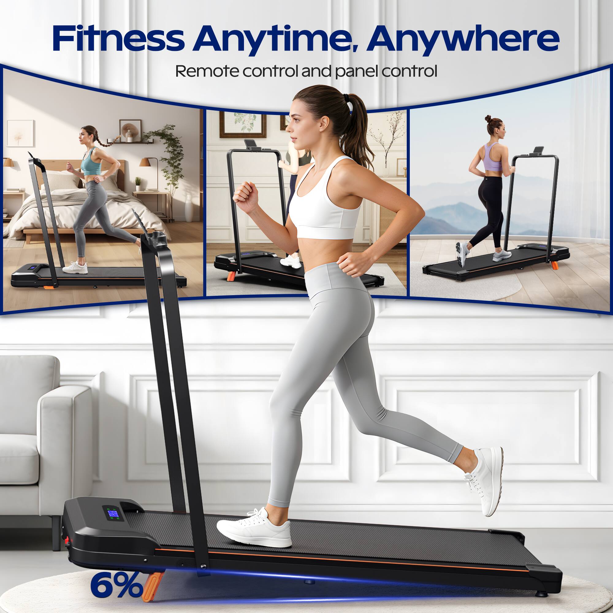 KERDOM 4 in 1 Folding & Portable Climbing Treadmill with Phone
