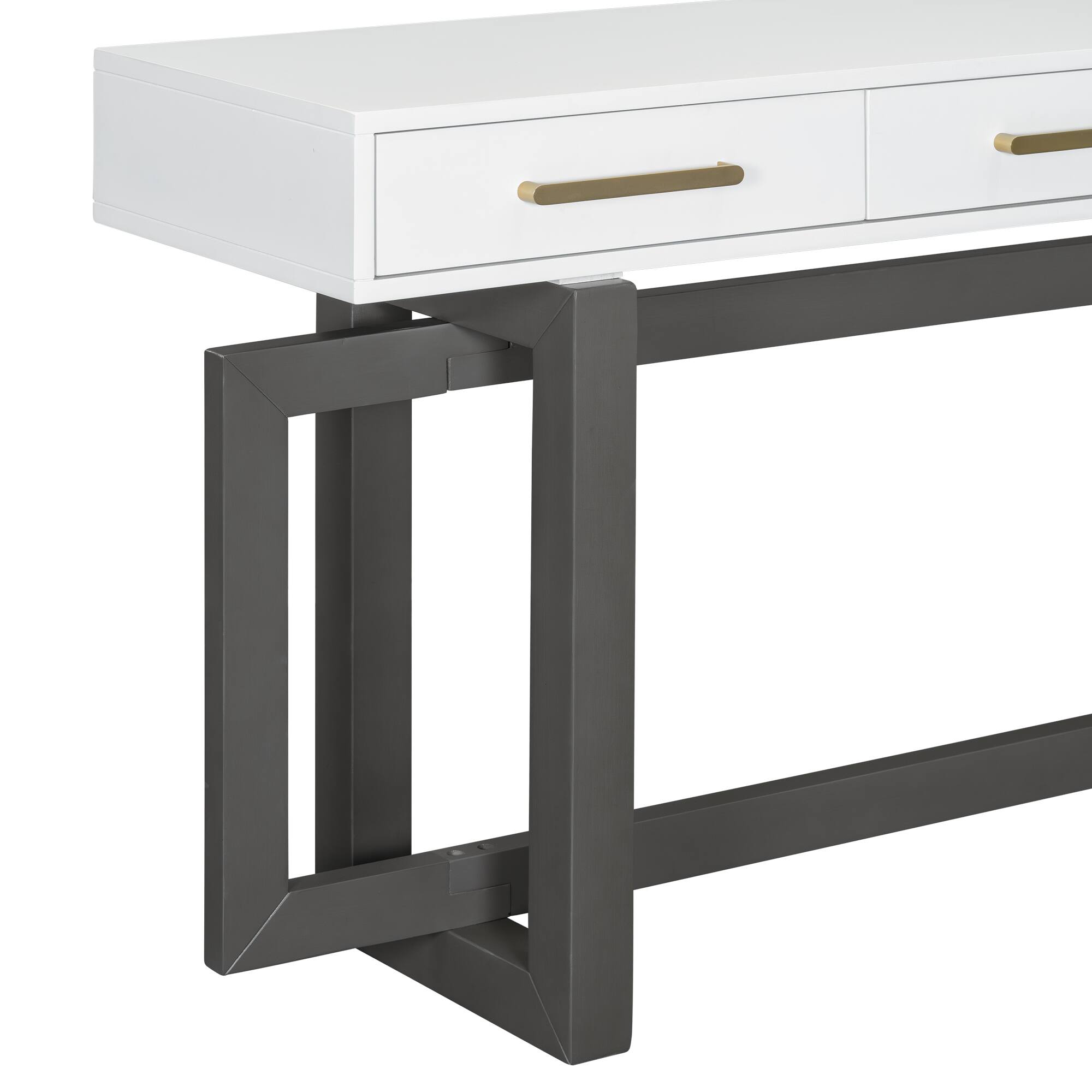 Alt View 4. TinyHomie - Elegant Console Table with Three Drawers Extra Long Entryway Table for Entryway Hallway Living Room Foyer Corridor - Grey and White.
