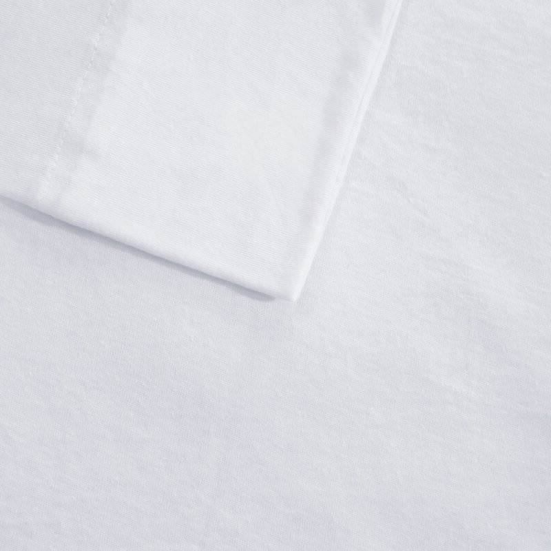 Left. Hivvago - Full Size 4-Piece Cotton Blend Jersey Sheet Set in White - White.