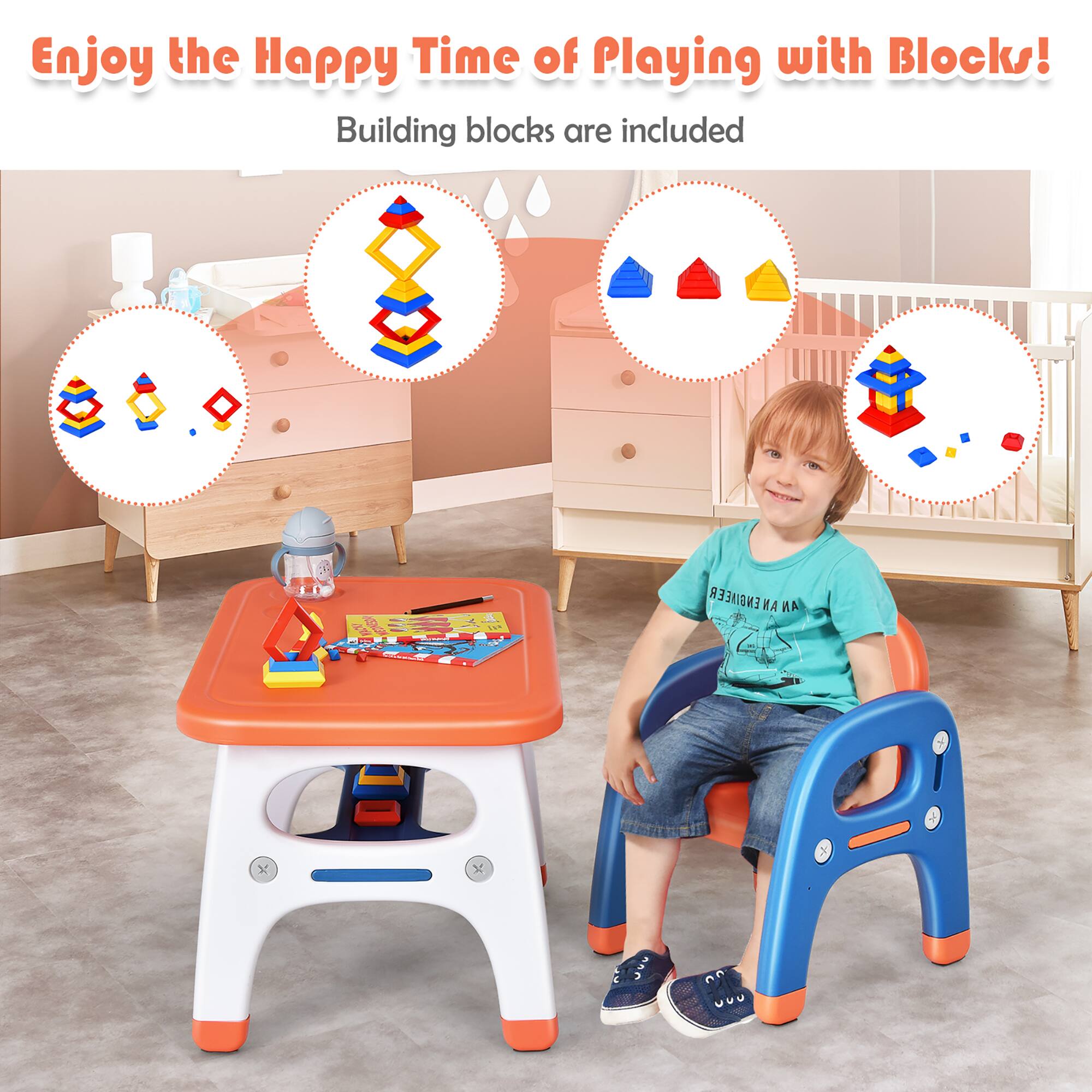 Enjoy the Happy Time of Playing with Blocks! Building blocks are included.