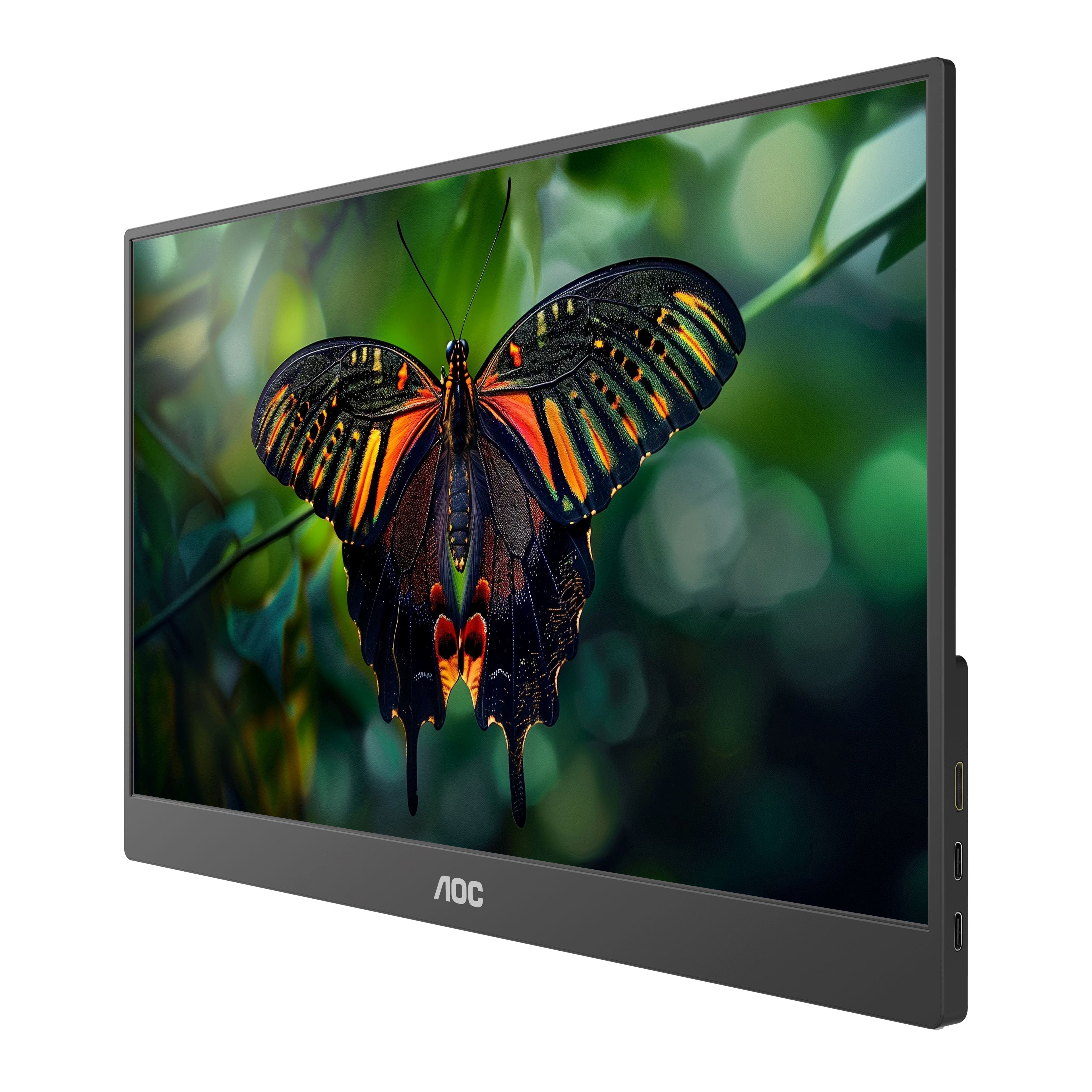 Angle. AOC - 16T15 15.6" IPS Portable Monitor, FHD, 1920x1080, 60Hz, 5Ms, USB-C,Carry Case / Stand - Black.
