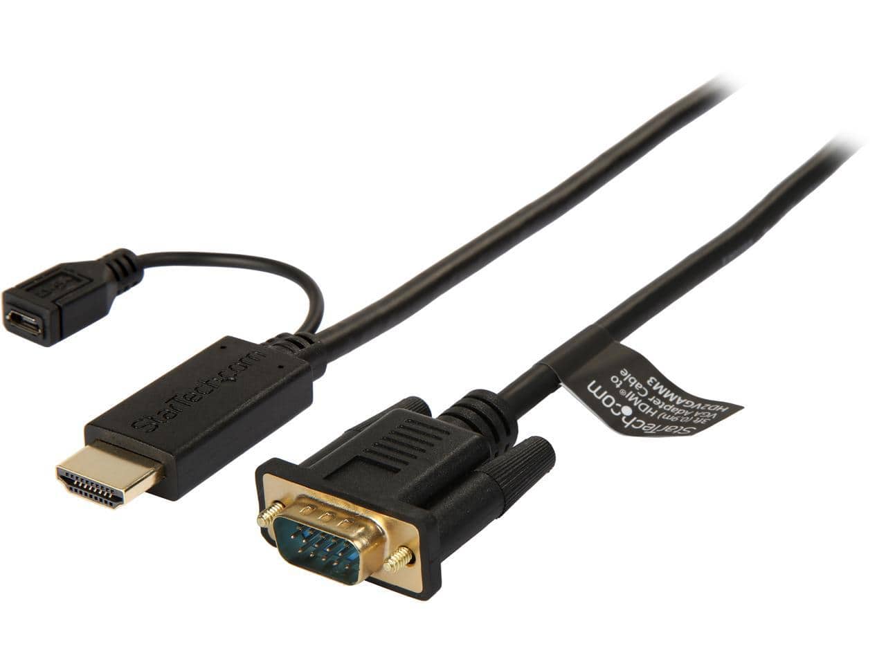 StarTech.com - StarTech HD2VGAMM3 HDMI to VGA Cable - 3 ft - 1080p - Active HDMI Cable - Black