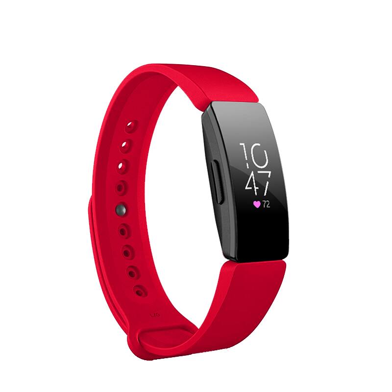 Front. StrapsCo - Rubber Pin-and-Tuck Strap Silicone Watch Band For Fitbit Inspire & Inspire HR (Short-Medium) - Red.