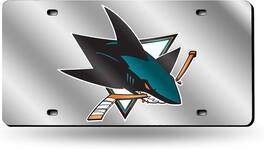 Rico Industries - San Jose Sharks NHL Logo Silver Mirror Look LASER License Plate - Multi