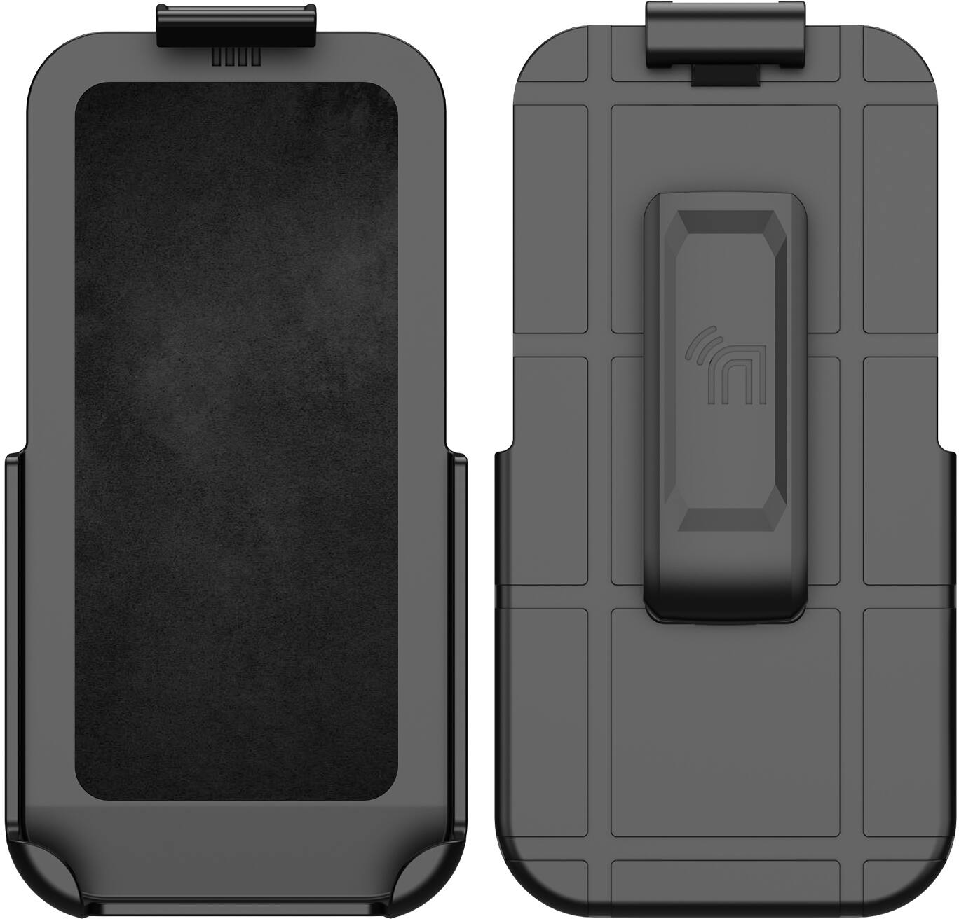 Alt View 2. Nakedcellphone - Holster for iPhone 17 Pro (Made to Fit Case) - Ratchet Belt Clip Holder - Black.