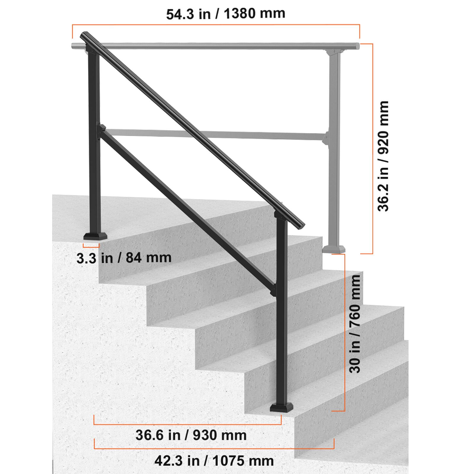 54.3 in / 1380 mm
36.2 in / 920 mm
3.3 in / 84 mm
30 in / 760 mm
36.6 in / 930 mm
42.3 in / 1075 mm