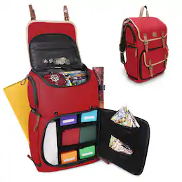 ENHANCE - Full-Size Trading Card Storage Box Backpack for Playing Card Case - Red