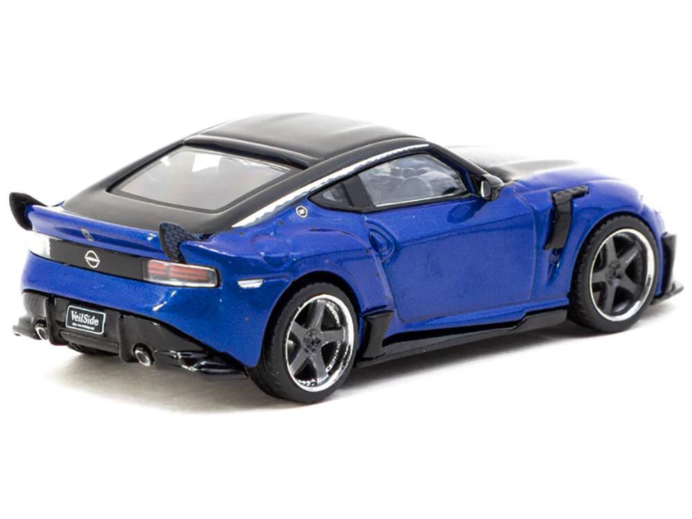 Angle. Tarmac Works - Nissan VeilSide FFZ400 Fairlady Z RHD (Right Hand Drive) Blue Metallic with Black Top "Global64" Series 1/64 - Blue Metallic.